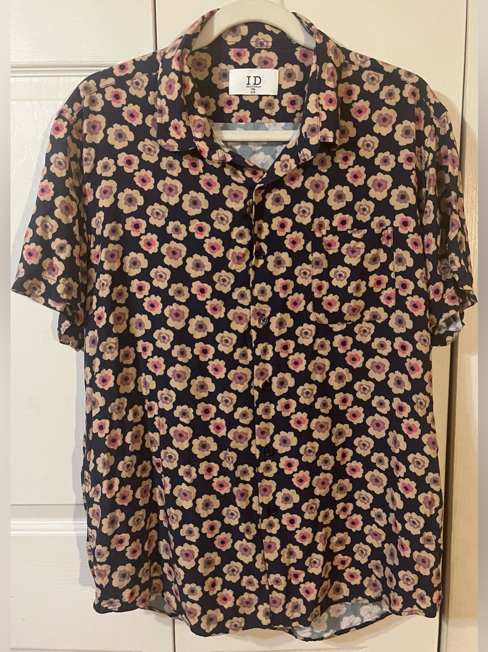 ID Menswear Men’s Poppy Flower Button Down Shirt Designed In Brooklyn Size L